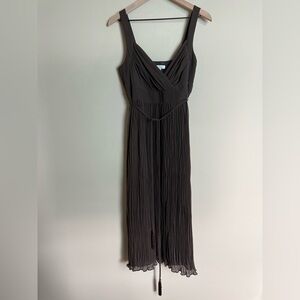 White House Black Market Womens Sleeveless Babydoll Pleated Dress 10 Brown NWT
